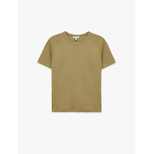 Koton Slim Fit Pamuklu Kısa Kollu Bisiklet Yaka Basic Tişört Ada Çayı 6sak50076ek Yeşil