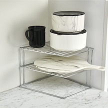 Köşe Tabaklık Rafı - Krom Metal 25 X 25 Ekru Tr Diğer