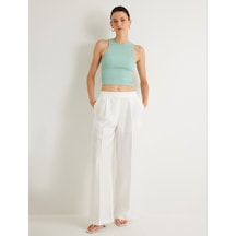 Koton Koton X Melis Ağazat - Basic Halter Yaka Atlet Dokulu Yeşil 4sak10860ek Yeşil