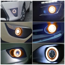 Ford Transit Tüm Modeller Uyumlu, Universal Mercekli Led Sis Farı, 76mm Turuncu Renk