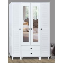 Uras Panjurlu 4 Kapılı Aynalı Dolap Beyaz