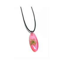 Kartopu Çiçeği Oval Epoksi Kolye Pembe 81429190