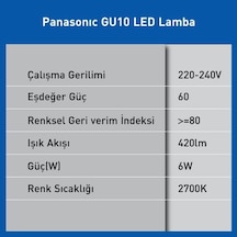 Led Gu10, Sarı Işık 6w 420lm 2700k 60