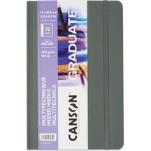 Canson Graduate Sert Kapaklı Defter Mix Media Çok Amaçlı - Dikey 200gr 21,6x14 72 Sayfa Beyaz