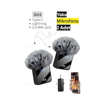 By Sabron 2 Adet F11 Profesyonel Kablosuz Yaka Mikrofonu 3in1 Mikrofon Type-c/lightning/jack