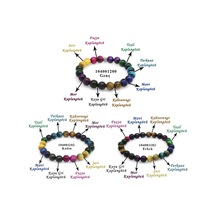 Küre Kesim Kaplangözü Doğaltaş Kombinli Kadın-erkek-genç Enerji Bilekliği 3lü Set Çok Renkli