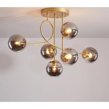 Jade 6'lı Salon - Mutfak - Yatak Odası Özel Tasarım Modern Gold Renkli Füme Glop Camlı Avize Diğer