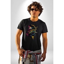 Canlı Afrobeat Füzyon Renkli Siluet Unisex Unisex Siyah Organik Baskılı T-shirt Penye Yüksek Kalite Siyah