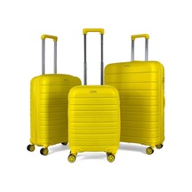 Karbon PP Seyahat Valizi Horizon Serisi Kırılmaz Bavul, Sarı - 3'lü Set Sarı