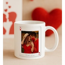 Bk Gift Kişiye Özel Aşkımızın Ası Fotoğraflı İskambil Tasarımlı Beyaz Kupa Bardak-2, Sevgiliye Hediye, Eşe Hediye Kobitmeyencom34305 Bk Gift
