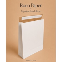 Yapışkan Bantlı Kraft Kese Kağıdı, Beyaz Renk, 30x40x10 Cm - 24'lü Paket, Hediye Ve Kargo Zarfı