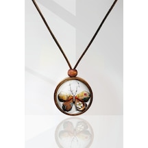 Kelebek Ahşap Kolye N11.25329 Sarı