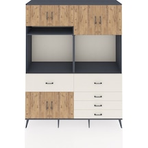 Hyperion Gardrop 7 Raflı 5 Çekmeceli 6 Kapaklı 176x44x221 Antrasit-çam/aytaşı Çam/aytaşı