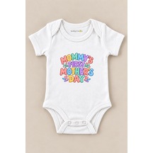 Babylimon Mommy's Fırst Mother's Day Beyaz Kısa Kollu Çıtçıtlı Bebek Zıbını Beyaz - 930083768 Beyaz