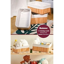 Madamev 3lü Pinterest Stil Bambu Kare Sepet Dekoratif Ev Düzenleyici Organizer Çok Amaçlı Bambu Hası Çok Renkli