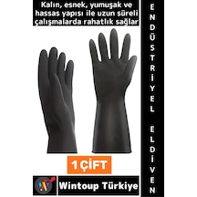 Eldiven Kaymaz Kalın Esnek Yumuşak İnşaat Bahçe Oto Temizlik Hijyenik Şık Siyah Endüstriyel Eldiven