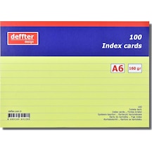 Deffter İndex Kartı A6 Sarı Çizgili 641260