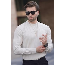 Bej Bisiklet Yaka Çizgili Uzun Kollu Kazak 7244 Bej Bej Bisiklet Yaka Çizgili Uzun Kollu Kazak 7244 Bej