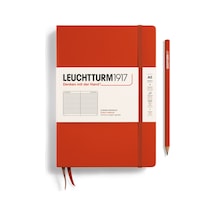 Leuchtturm1917 Doğal Renkler Serisi Not Defteri, Orta Boy A5 , Sert Kapak, 251 Numaralandırılmış Sayfa, Çizgili, Tilki Kırmızısı Kırmızı