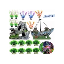 Xindoker 18 Adet Renkli Akvaryum Dekorasyonu: Gerçekçi Plastik Su Bitkileri Seti - Farklı Boyutlarda Balık Tankı Süs Eşyası