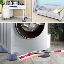 Mainshop Gürültü Engelleyici Ve Kaymaz Vakumlu Titreşim Önleyici Kauçuk Ayak Çamaşır Makinesi 4 Adet M-541 Gri