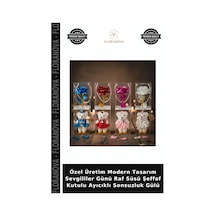 Özel Üretim Modern Tasarım Sevgililer Günü Raf Süsü Şeffaf Kutulu Ayıcıklı Sonsuzluk Gülü