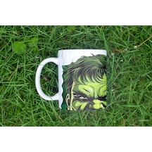 Hulk Yeşil Güçlü Karakter Tasarımlı Kupa Bardak - Marvel Kahraman Temalı Güçlü Tasarım - Hediye Beyaz