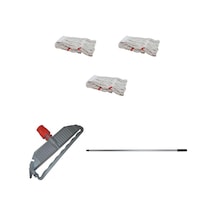 Sska Cod-Ex Geniş Islak Paspas Mop Takımı Seti Geniş Islak Mop Başlığı 3'lü + Metal Sap + Mop Tutucu