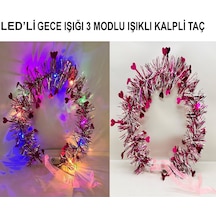 Kalp Püsküllü Gece Parıltısı 3 Modlu Led&amp 39 Li Işıklı Taç Fuşya Renk - Zmff-582123 18