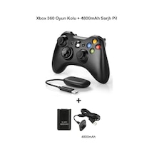 Xbox 360 Pc Uyumlu Kablosuz Analog Oyun Kolu Ve 4800mah Batarya Seti Siyah
