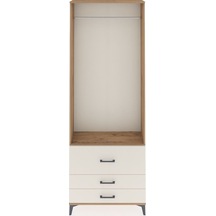 Arges Dolap Tek Raflı 3 Çekmeceli Tek Askılı 88x30x243 Çam-ay... Çam