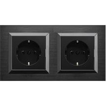 Ovivo Quantum Siyah 2'li Set Topraklı Priz + Topraklı Priz