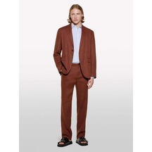 %100 Keten Slim Comfort Fit Pantolon Erkek Kahverengi Pantolon - 325p4aghsf049