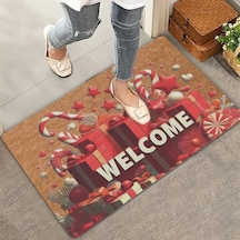 Valerine Life Yılbaşı Şemsiye Şekeri Ve Hediyeler Welcome Kapı Önü Paspası 45x70cm