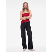 Koton Düğmeli Cepli Normal Bel Bol Kalıp Denim Pantolon - Loose Straight Fit Jean Siyah 7wal40100md