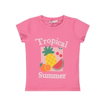 Civil Girls Tropical Baskılı 2-5 Yaş Tişört - Pembe Koyu Pembe
