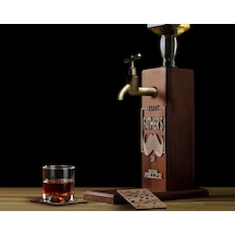 Bk Gift Kişiye Özel Kabartma İsimli Baba Tasarımlı Musluklu Ahşap Viski Standı-2 Viski Çeşmesi, Doğum Günü Hediyesi, Babaya Hediye Kobitmeyen138057 Bk