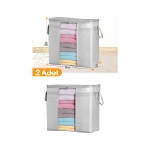 2 Adet - Pencereli Saklama Çantası 50 X 45 X 30 Cm - Gri Benekli