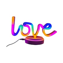 Şık Neon Işıklı Love Yazılı Masa Gece Lambası 14,5x6x25,5 Cm Çok Renkli