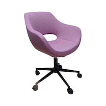 Ofis Koltuğu Çalışma Sandalyesi Pembe Renk Keten Kumaş Döküm Süng