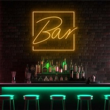 Bar Yazılı Neon Tabela Sarı