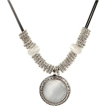 Opal Taşlı Kolye Vintage Collier Deri Örme Halat Zincir 554024451
