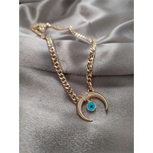Nazar Detaylı Hilal Model Zincir Kolye Gold - 587013108 Gold