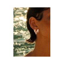 Çelik Silver Ezme Kalp Arley Küpe -kararma Yapmaz Rose Gold Çelik Gri