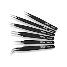 Esd Hassas Elektronik Cımbız Seti Antistatik Çelik Tweezer Set - 6 Çeşit