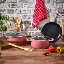 Master Daily 5 Parça Tencere Seti - Pembe Çok Renkli