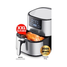 Goldmaster Novo 2000 W Yüksek Güç 6,4 L Inox Geniş XXL Dokunmatik Airfryer Yağsız Sıcak Hava Fritözü