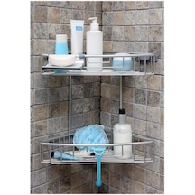 Primanova Aluminyum Banyo Rafı 2 Li Mat Eloksal Gümüş