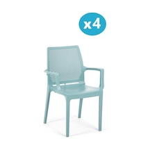 Omnipazar Sy-2504 Plastik İcon Bahçe Koltuk Sandalye 4'lü Set Turkuaz