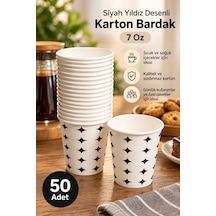 Siyah Yıldız Desenli Karton Bardak - 7 Oz - 50 Li Paket Diğer